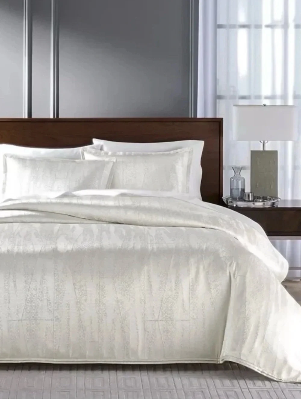 Hotel Collection Fractured Geo KING Duvet Cover & Shams Set White.